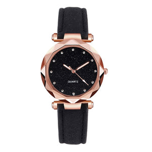 Dropshipping Women Romantic Starry Sky Wrist Watch Leather Rhinestone Designer Ladies Clock Simple Dress Gfit Montre Femme D30