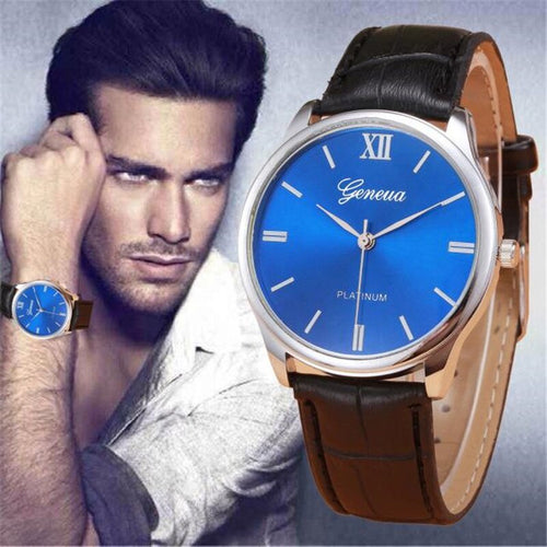 Mens Watches Top Brand Luxury Geneva Retro Design Leather Band Analog Hour Alloy Quartz Wrist Watch Clock Men Relogio Masculino