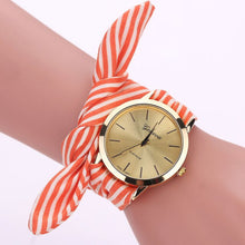 Fashion Watches Women Stripe Floral Cloth Quartz Dial Women Bracelet Watches  Wristwatch Dress Ladies Watch Clock Montre Femme