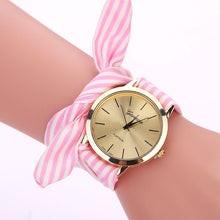 Fashion Watches Women Stripe Floral Cloth Quartz Dial Women Bracelet Watches  Wristwatch Dress Ladies Watch Clock Montre Femme