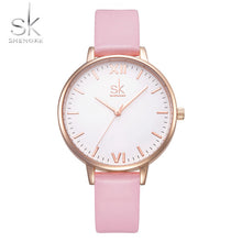 Shengke Top Brand Fashion Ladies Leather Female Quartz  Strap Watch Marble Dial SK