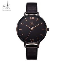 Shengke Top Brand Fashion Ladies Leather Female Quartz  Strap Watch Marble Dial SK