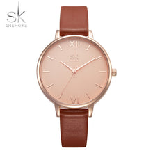 Shengke Top Brand Fashion Ladies Leather Female Quartz  Strap Watch Marble Dial SK