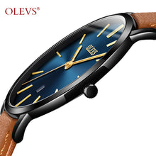 OLEVS Ultra thin Fashion Male Wristwatch Leather Business Waterproof Scratch-resistant