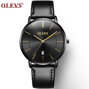 OLEVS Ultra thin Fashion Male Wristwatch Leather Business Waterproof Scratch-resistant