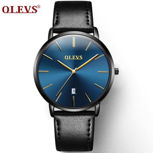 OLEVS Ultra thin Fashion Male Wristwatch Leather Business Waterproof Scratch-resistant