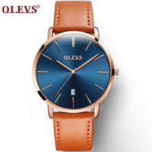 OLEVS Ultra thin Fashion Male Wristwatch Leather Business Waterproof Scratch-resistant