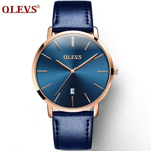 OLEVS Ultra thin Fashion Male Wristwatch Leather Business Waterproof Scratch-resistant