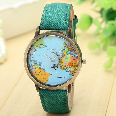 Hot Sale Mini World Fashion Quartz Watch Men Unisex Map Airplane Travel Around The World Women Leather Dress Wrist Watches #Ju