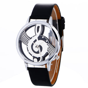 Fashion bracelets Quartz Women Watch Musical Note Painting Leather Bracelet