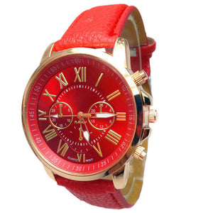 Watches Women Fashion Stylish Numerals Faux Leather Analog Quartz